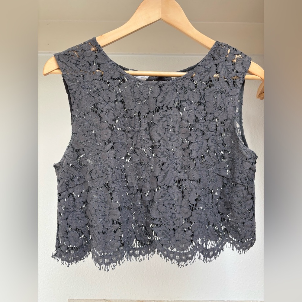 Jenny Yoo Gray Lace Top